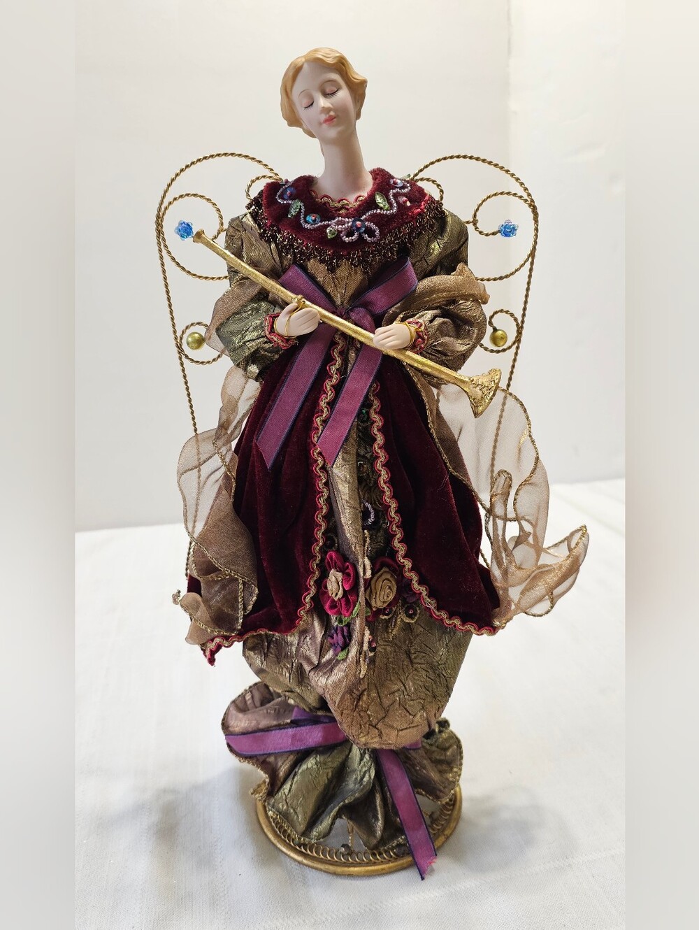 Vintage Christmas Around the World Victorian Trumpet Angel – 16"